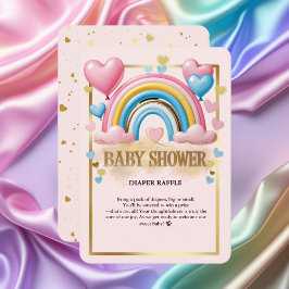 Tarjeta De Recepción Purpurina de oro Pastel Hearts y Rainbow Baby Show