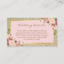 Tarjeta De Recepción Purpurina dorado Boda floral Detalles Insertar tar