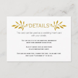 Tarjeta De Recepción Purpurina dorado deja boda de patrón insertar tarj