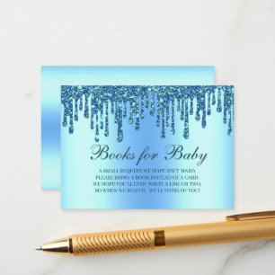 Tarjeta De Recepción Purpurina Drip Libros De Baby Shower Azules Para B