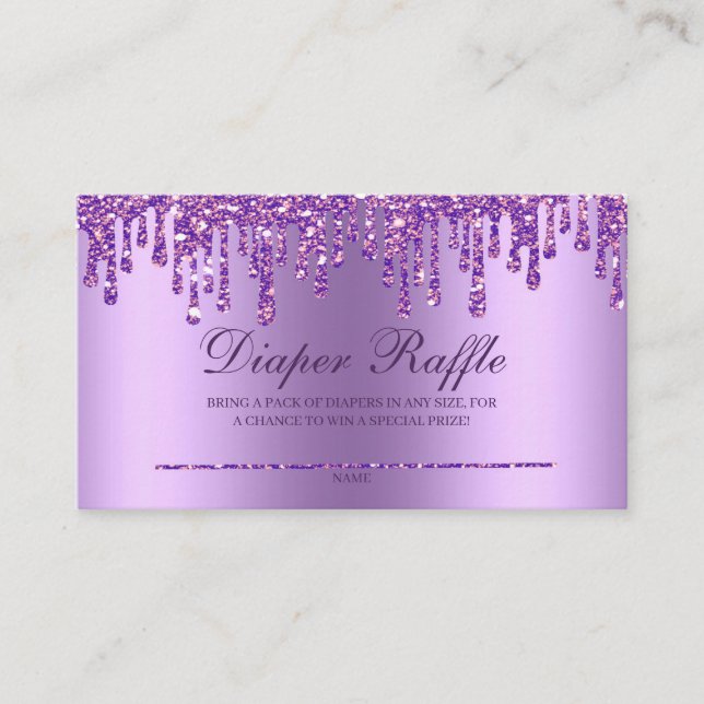 Tarjeta De Recepción Purpurina Drip Purple Baby Shower Diaper Encl (Anverso)