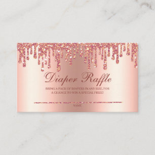 Tarjeta De Recepción Purpurina Drip Rosa Gold Baby Shower Diaper Raffle