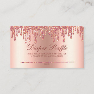 Tarjeta De Recepción Purpurina Drip Rosa Gold Baby Shower Diaper Raffle