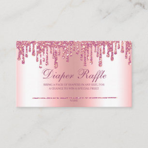 Tarjeta De Recepción Purpurina Drip Rosado Baby Shower Diaper Raffle