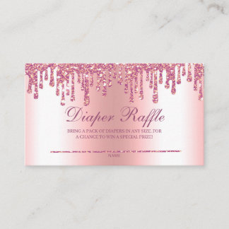 Tarjeta De Recepción Purpurina Drip Rosado Baby Shower Diaper Raffle