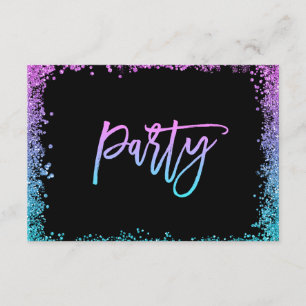 Tarjeta De Recepción Purpurina Faux Verde azulado Morado Bat Mitzvah Re