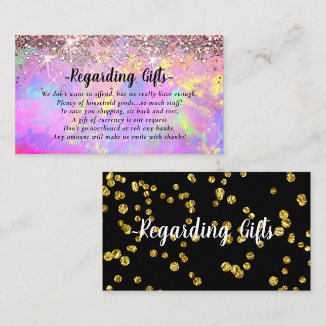 Tarjeta De Recepción Purpurina mágico Luna de miel Deseando Bien Gabine (Anverso / Reverso)