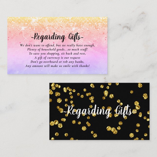 Tarjeta De Recepción Purpurina mágico Luna de miel Deseando Bien Gabine (Anverso / Reverso)