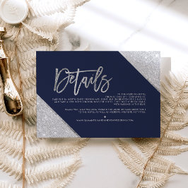 Tarjeta De Recepción Purpurina plateado dirección boda del guión de la 