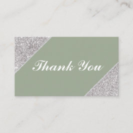 Tarjeta De Recepción Purpurina plateado moderno en Sage Gracias