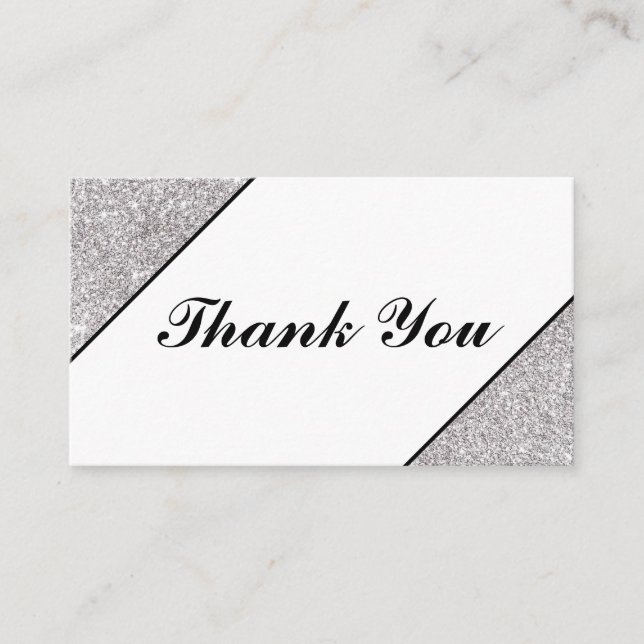 Tarjeta De Recepción Purpurina plateado moderno sobre fondo blanco (Anverso)