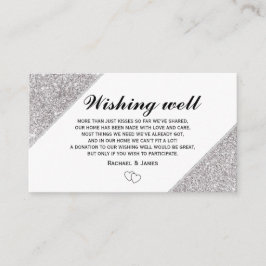 Tarjeta De Recepción Purpurina plateado sobre el buen deseo blanco