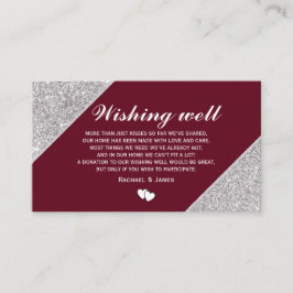 Tarjeta De Recepción Purpurina plateado sobre el buen deseo de Borgoña