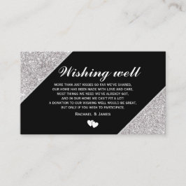 Tarjeta De Recepción Purpurina plateado sobre el buen deseo negro