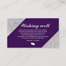 Tarjeta De Recepción Purpurina plateado sobre el morado oscuro deseando