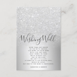 Tarjeta De Recepción Purpurina plateado sombrío deseando bien boda