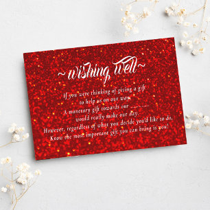 Tarjeta De Recepción Purpurina Rojo Deseando Bien Para Boda