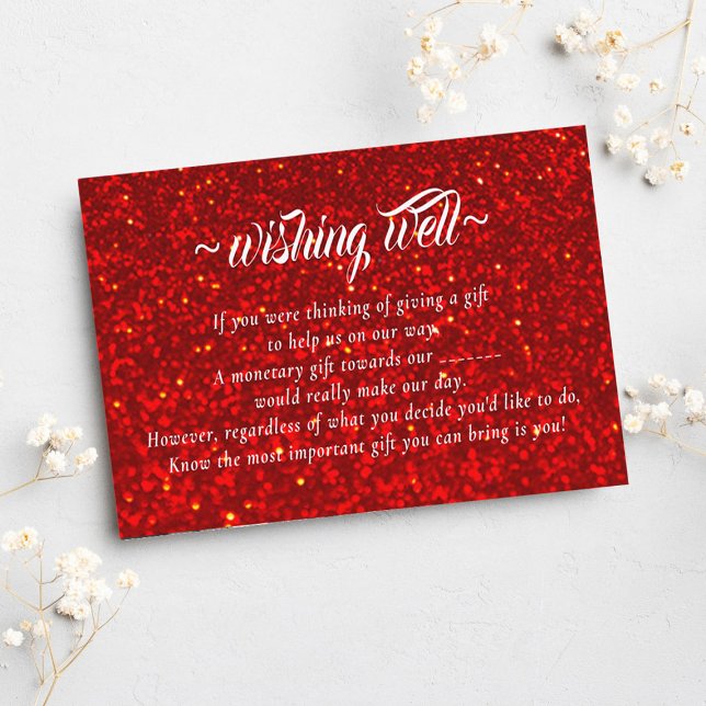 Tarjeta De Recepción Purpurina Rojo Deseando Bien Para Boda (Subido por el creador)