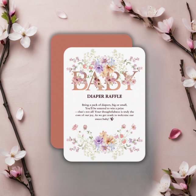 Tarjeta De Recepción Purpurina rosa floral bebé Monograma Baby Shower (Subido por el creador)