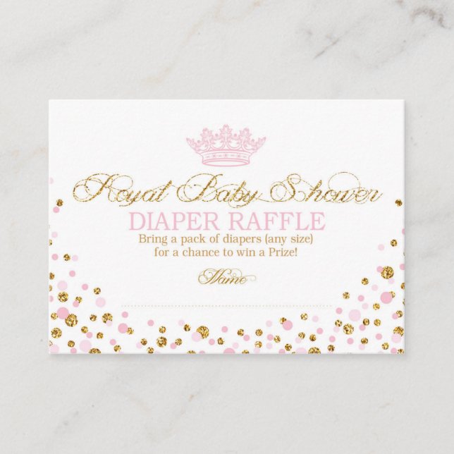 Tarjeta De Recepción Purpurina Tiara Royal Princess Diaper Raffle Ticke (Anverso)