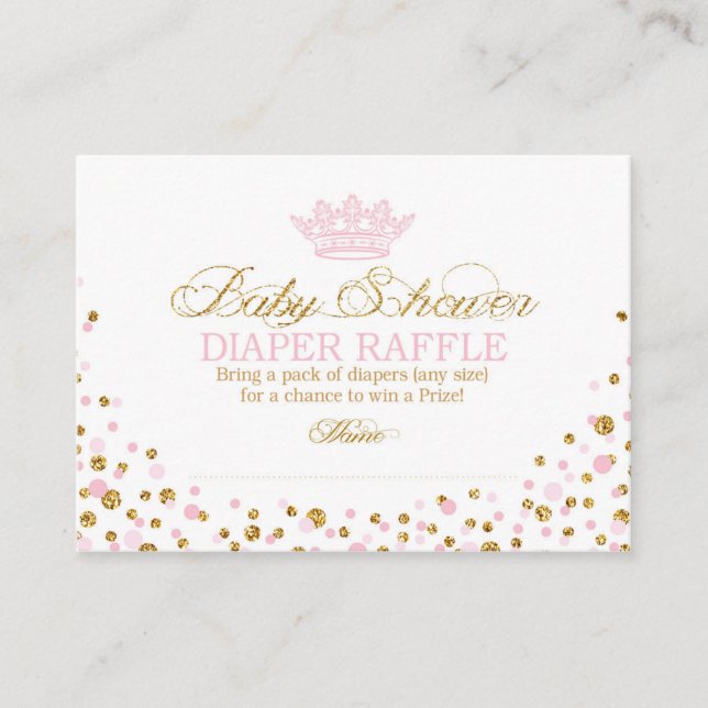 Tarjeta De Recepción Purpurina Tiara Royal Princess Diaper Raffle Ticke (Anverso)