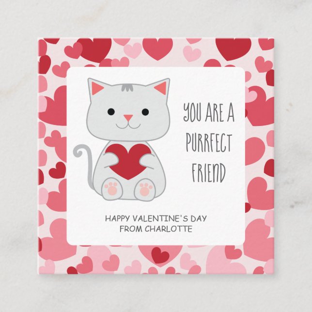 Tarjeta De Recepción Purrfect Friend Cat Classroom Valentine (Anverso)