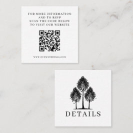 Tarjeta De Recepción QR Boda de árbol de ápices blanco y negro