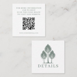 Tarjeta De Recepción QR Boda de árbol de pluma verde sage