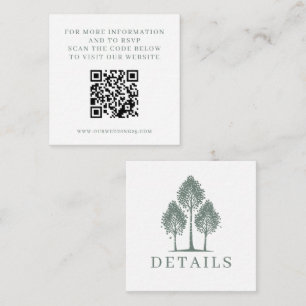 Tarjeta De Recepción QR Boda de árbol de pluma verde sage