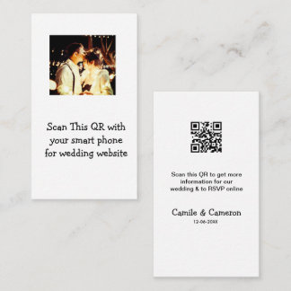 Tarjeta De Recepción QR BODA WEBSITE añadir fecha de fotoname blanco ne