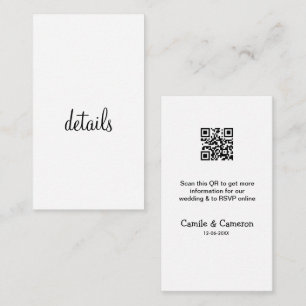Tarjeta De Recepción QR BODA WEBSITE añadir fecha de fotoname blanco ne