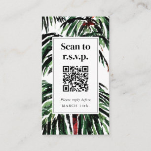Tarjeta De Recepción QR Code Beach Wedding RSVP Palm Trees pintadas