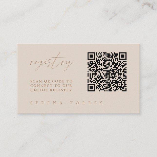 Tarjeta De Recepción QR Code Bridal Shower Registry Moderno (Anverso)