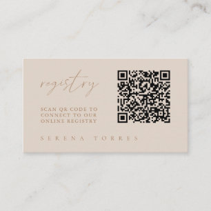 Tarjeta De Recepción QR Code Bridal Shower Registry Moderno