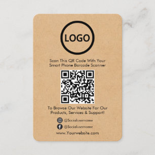 Tarjeta De Recepción QR Code Business Kraft Paper Social Media Enclosur