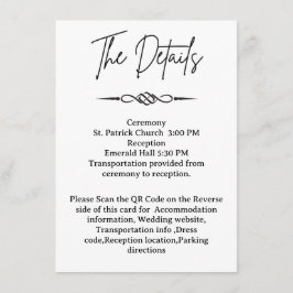 Tarjeta De Recepción QR Code Celtic Knotwork Arrow Wedding Details 