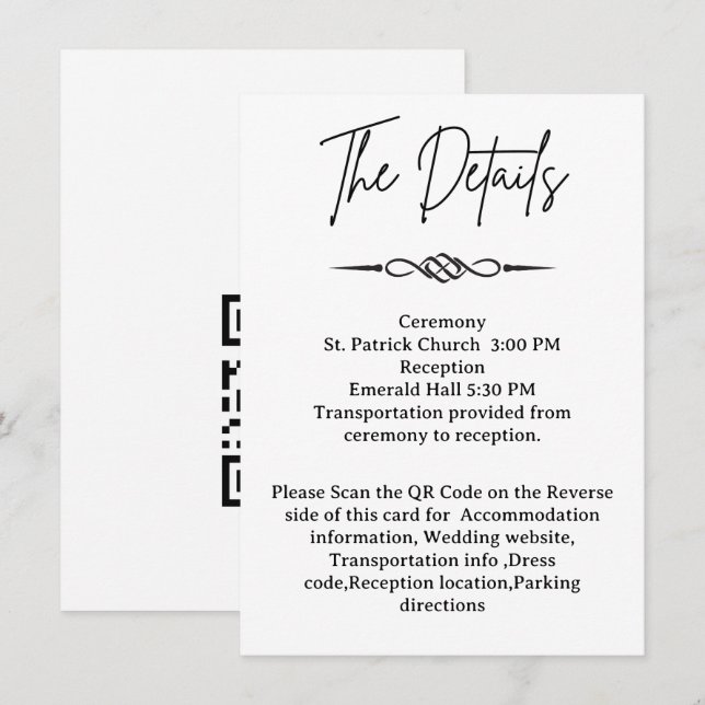 Tarjeta De Recepción QR Code Celtic Knotwork Arrow Wedding Details  (Anverso / Reverso)