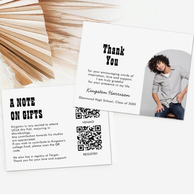 Tarjeta De Recepción QR Code Collage Fund -cum-Thank You Grad Enclosure (Subido por el creador)