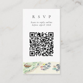 Tarjeta De Recepción QR Code Online Beach Positano Website RSVP