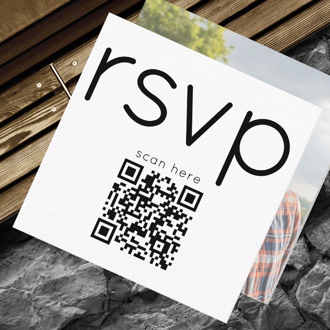 Tarjeta De Recepción Qr Code Photo Wedding Simple Modern Elegant Rsvp  (Subido por el creador)
