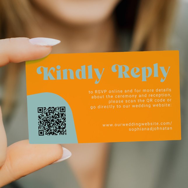 Tarjeta De Recepción QR Code retro wedding budget online RSVP (Subido por el creador)