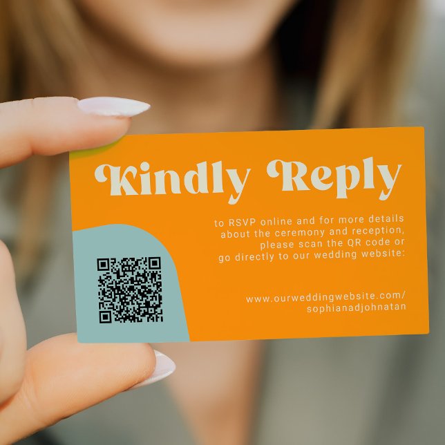 Tarjeta De Recepción QR Code retro wedding budget online RSVP (Subido por el creador)