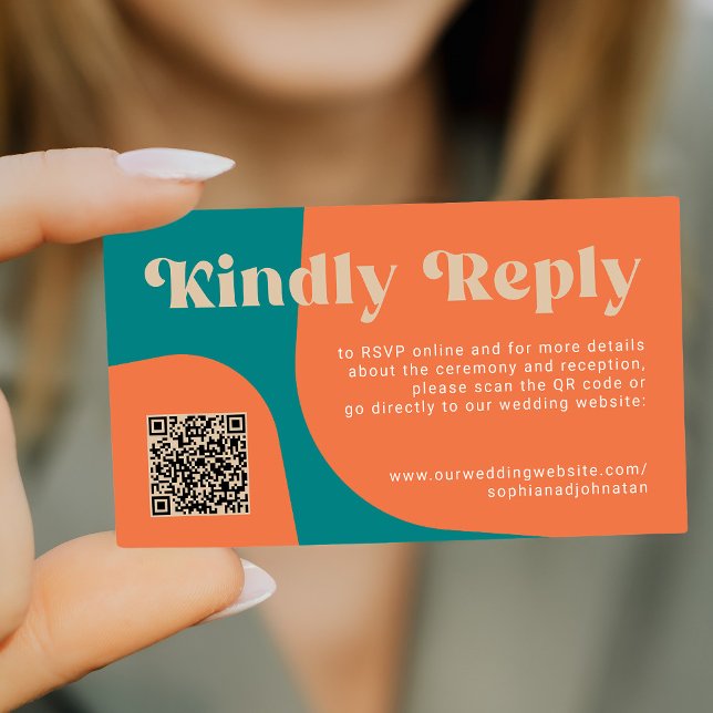 Tarjeta De Recepción QR Code retro wedding budget online RSVP (Subido por el creador)