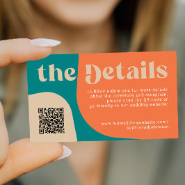 Tarjeta De Recepción QR Code retro wedding details RSVP website