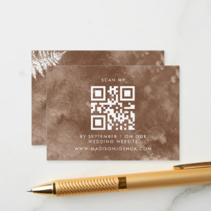 Tarjeta De Recepción Qr Code Rustic Watercolor Wild Fern RSVP