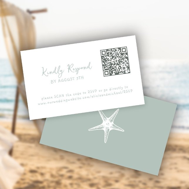 Tarjeta De Recepción QR code summer coastal beach website RSVP (Subido por el creador)