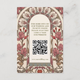 Tarjeta De Recepción QR Code Wedding Website Info Art Nouveau