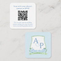 QR Código azul pálido Sap Verde Boda Monograma RSV