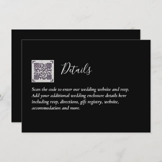 Tarjeta De Recepción QR Código Boda RSVP Detalles Regalos Sitio Web del