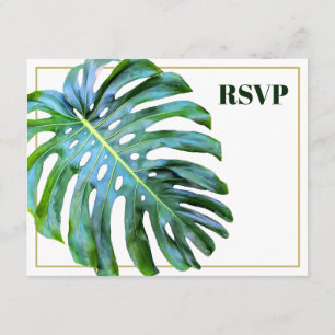 Tarjeta De Recepción QR Código Moderno Leaf Tropical Boda de Playa de O